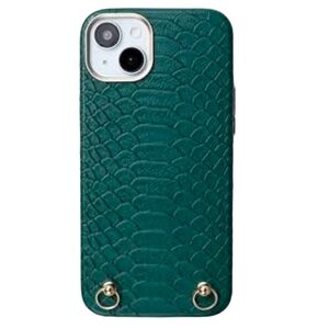 iPhone 14/15 Plus Green Croc Textured Phone Case